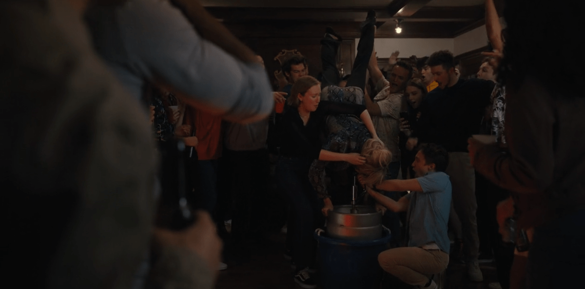 Deborah Vance doing a keg stand